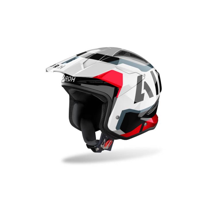 Casque moto jet AirohTRR II Hunt - Bleu Rouge