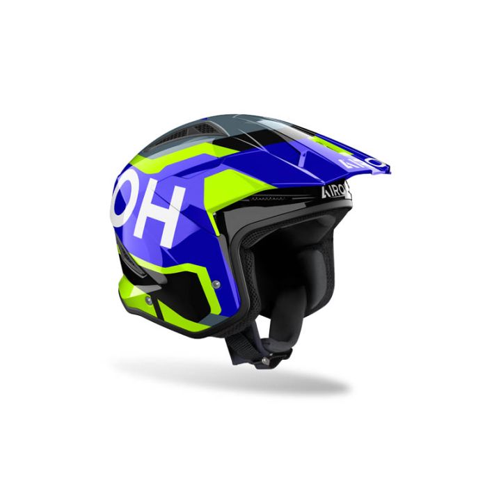 Casque moto jet AirohTRR II Jupiter - Bleu Jaune Casque moto jet AirohTRR II Jupiter - Bleu Jaune