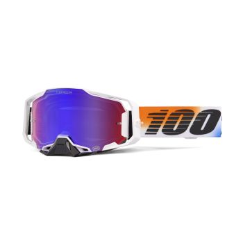 Masque moto 100% Armega HiPER United - Ecran iridium Rouge Bleu