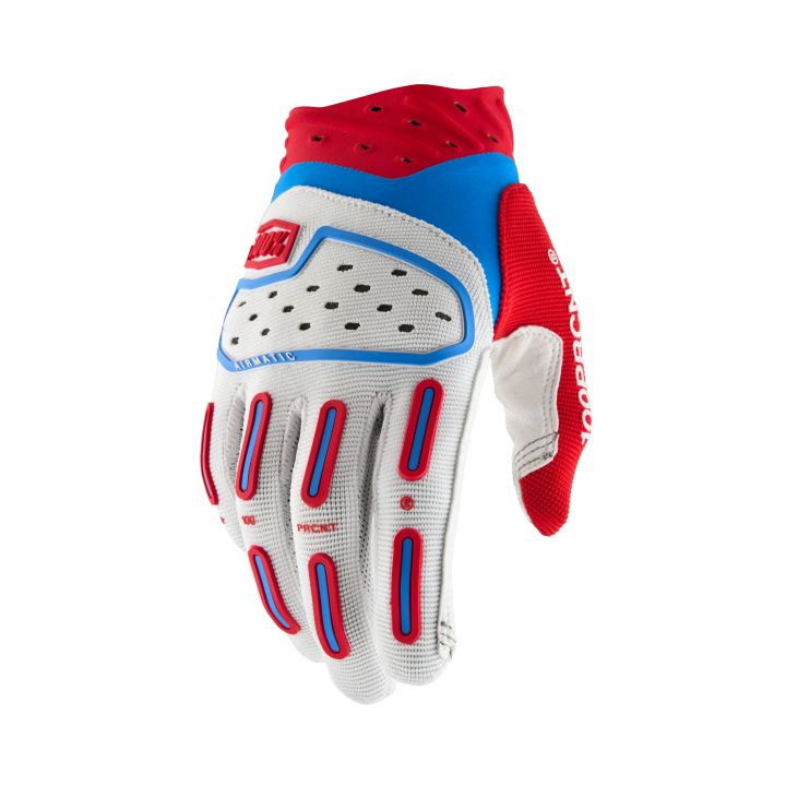 Gants moto cross 100% Airmatic 2 - Rouge Blanc Bleu Gants moto cross 100% Airmatic 2 - Rouge Blanc Bleu