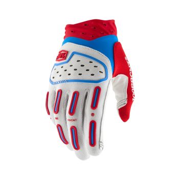 Gants moto cross 100% Airmatic 2 - Rouge Blanc Bleu