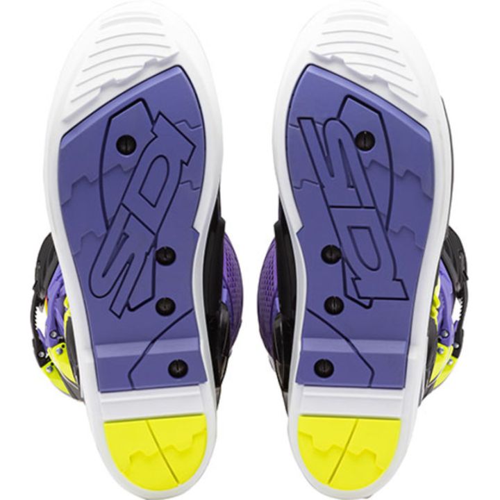 Bottes moto tout terrain Sidi Crossfire 3 SRS Violet Noir Jaune Fluo