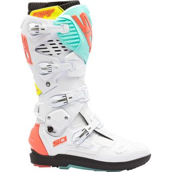 Bottes moto tout terrain Sidi Crossfire 3 SRS Blanc Cyan Corail