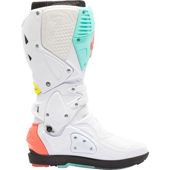 Bottes moto tout terrain Sidi Crossfire 3 SRS Blanc Cyan Corail