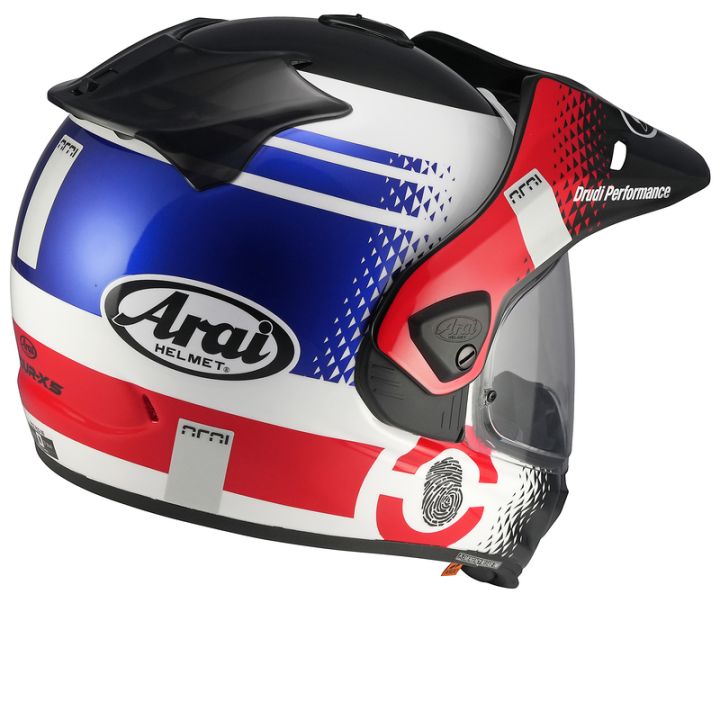 Casque adventure Arai Tour-X5 Print - Blanc Rouge Bleu