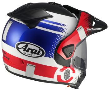 Casque adventure Arai Tour-X5 Print - Blanc Rouge Bleu