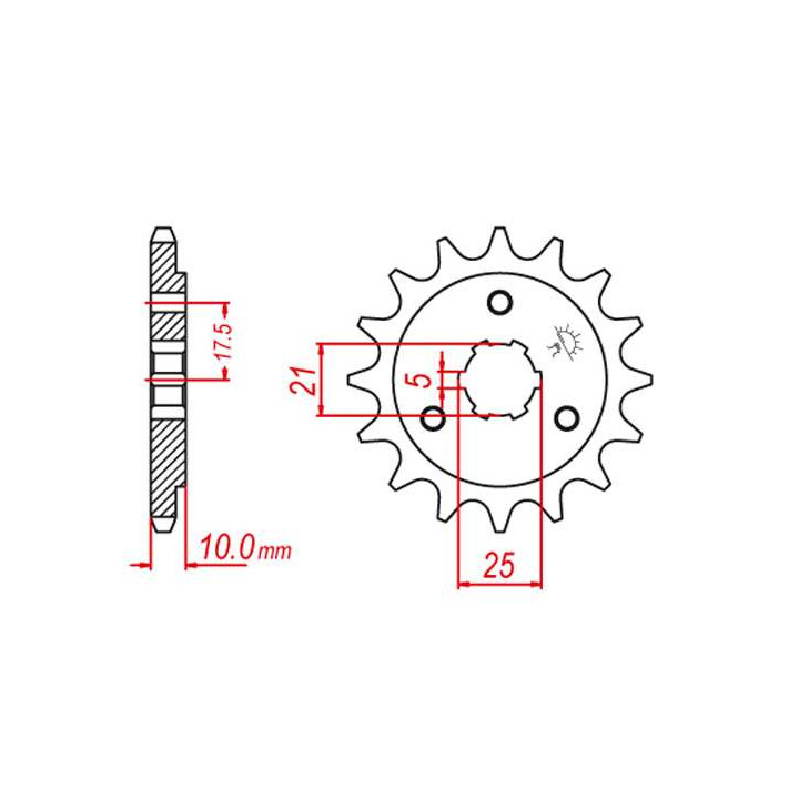 Pignon JT 15 dents pas 525 type 1448 Pignon JT 15 dents pas 525 type 1448
