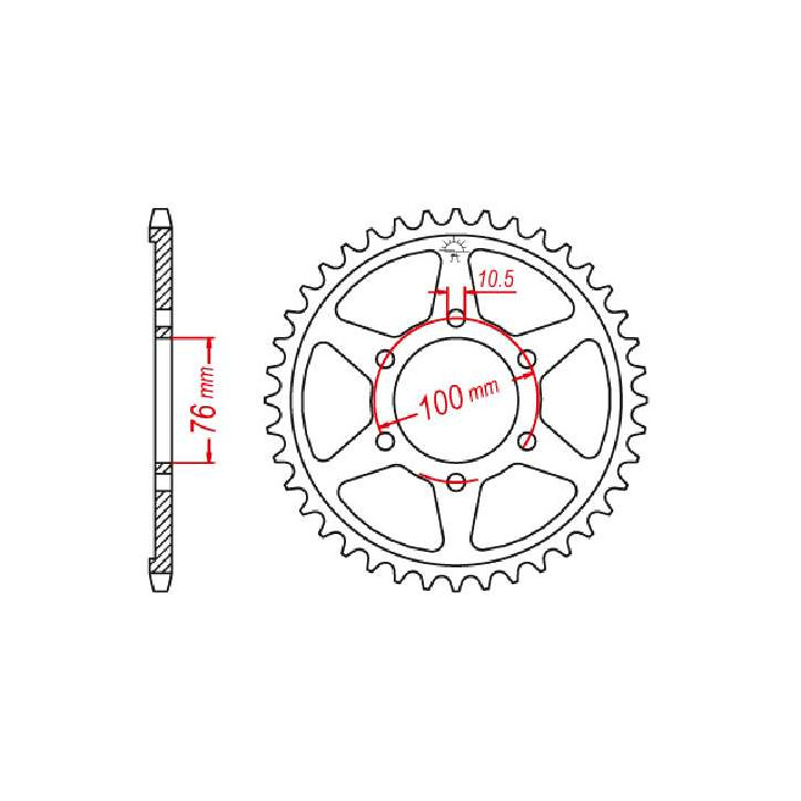 Couronne acier JT 45 dents pas 530 type 816 Couronne acier JT 45 dents pas 530 type 816