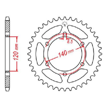 Couronne acier JT 40 dents pas 520 type 475