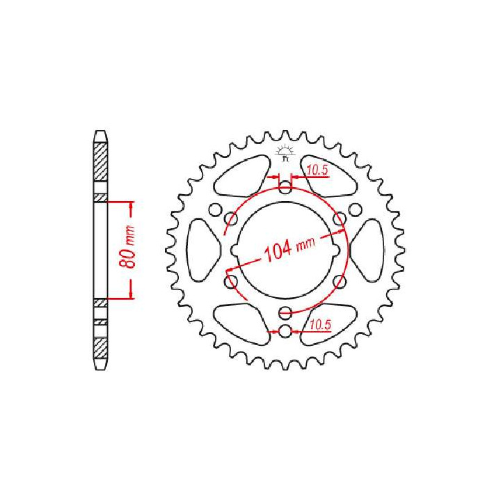 Couronne acier JT 38 dents pas 520 type 1478