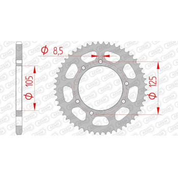 Couronne acier AFAM 47 dents pas 420 type 47103 Aprilia RX 50 Couronne acier AFAM 47 dents pas 420 type 47103 Aprilia RX 50