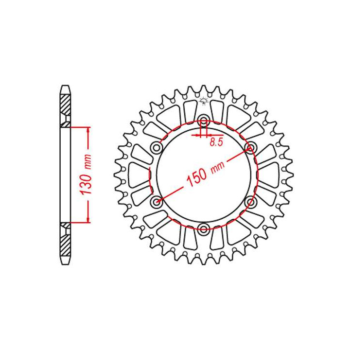 Couronne alu JT 48 dents ultra-light pas 520 type 251