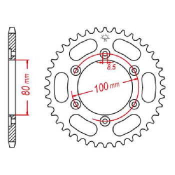Couronne acier JT 48 dents pas 420 type 1076 Couronne acier JT 48 dents pas 420 type 1076