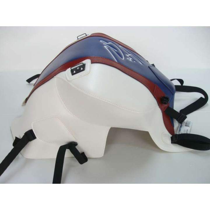 Tapis de réservoir Bagster blanc/bande azur nacre/lisere rouge foncé (1578D) BMW F800R Tapis de réservoir Bagster blanc/bande azur nacre/lisere rouge foncé (1578D) BMW F800R