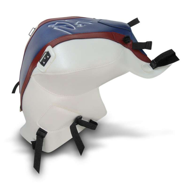 Tapis de réservoir Bagster blanc/bande azur nacre/lisere rouge foncé (1578D) BMW F800R Tapis de réservoir Bagster blanc/bande azur nacre/lisere rouge foncé (1578D) BMW F800R