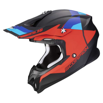 Casque cross Scorpion VX-16 EVO AIR SPECTRUM Noir mat / Rouge / Bleu