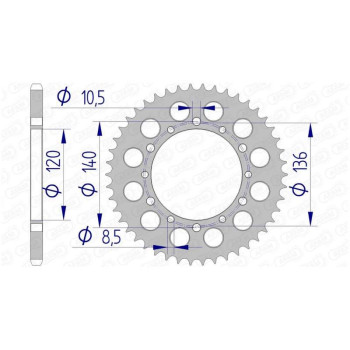 Couronne alu AFAM 45 dents pas 520 type 17404