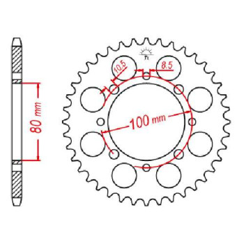 Couronne acier JT 41 dents pas 520 type 819-2