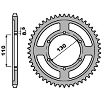 Couronne acier PBR 46 dents pas 428 type 4372 Yamaha TZR125