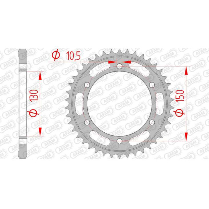 Couronne acier AFAM 39 dents pas 525 type 12606 Yamaha FZ8 N