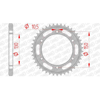 Couronne acier AFAM 39 dents pas 525 type 12606 Yamaha FZ8 N