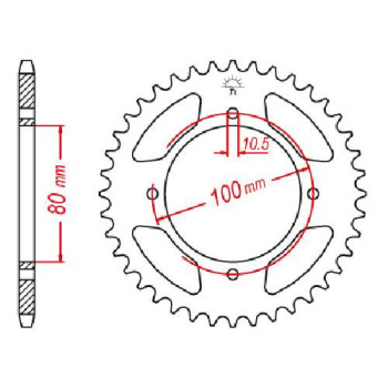 Couronne acier JT 45 dents pas 428 type 1794 Couronne acier JT 45 dents pas 428 type 1794