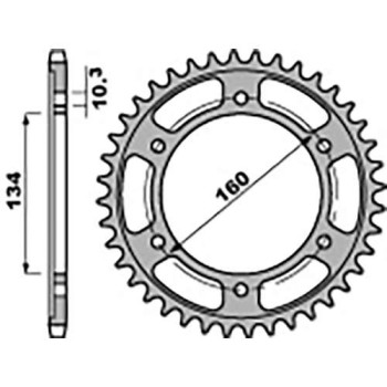 Couronne alu PBR 45 dents ultra-light pas 525 type 4405 Honda CBR600/1000RR Couronne alu PBR 45 dents ultra-light pas 525 type 4405 Honda CBR600/1000RR