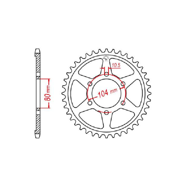 Steel sprocket JT 45 teeth pitch 530 type 488