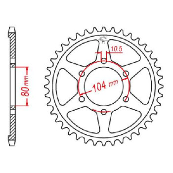 Couronne acier JT 45 dents pas 530 type 488 Couronne acier JT 45 dents pas 530 type 488