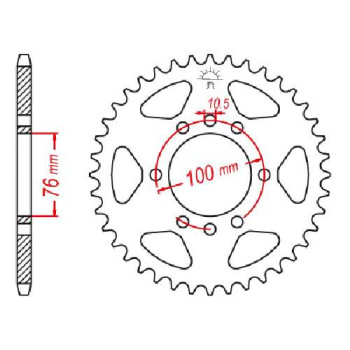 Couronne acier JT 45 dents pas 520 type 1825 Couronne acier JT 45 dents pas 520 type 1825