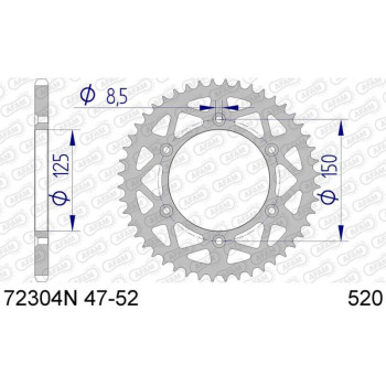 Couronne alu AFAM 45 dents pas 520 type 72304N Husaberg TE 125