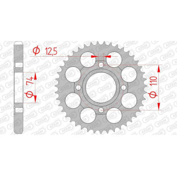 AFAM steel crown 39 teeth pitch 530 type 12401 Yamaha RD 250 DX