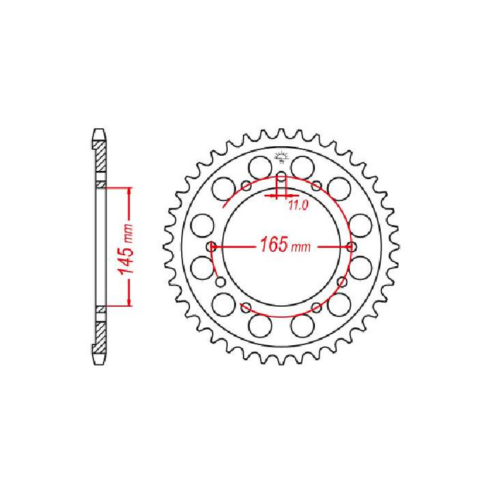 Couronne acier JT 45 dents pas 525 type 1311 Couronne acier JT 45 dents pas 525 type 1311