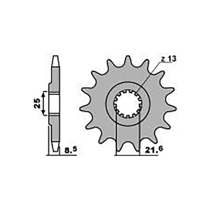 Pignon PBR 16 dents pas 525 type 2137 Kawasaki ZX-9R
