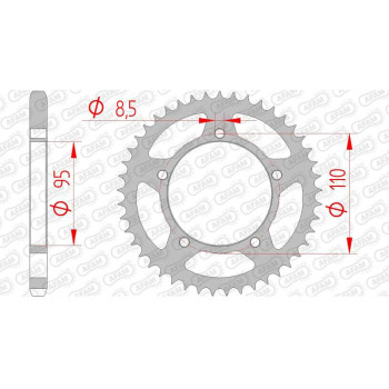 Couronne acier AFAM 45 dents pas 428 type 44201 Cagiva 125 Elefant