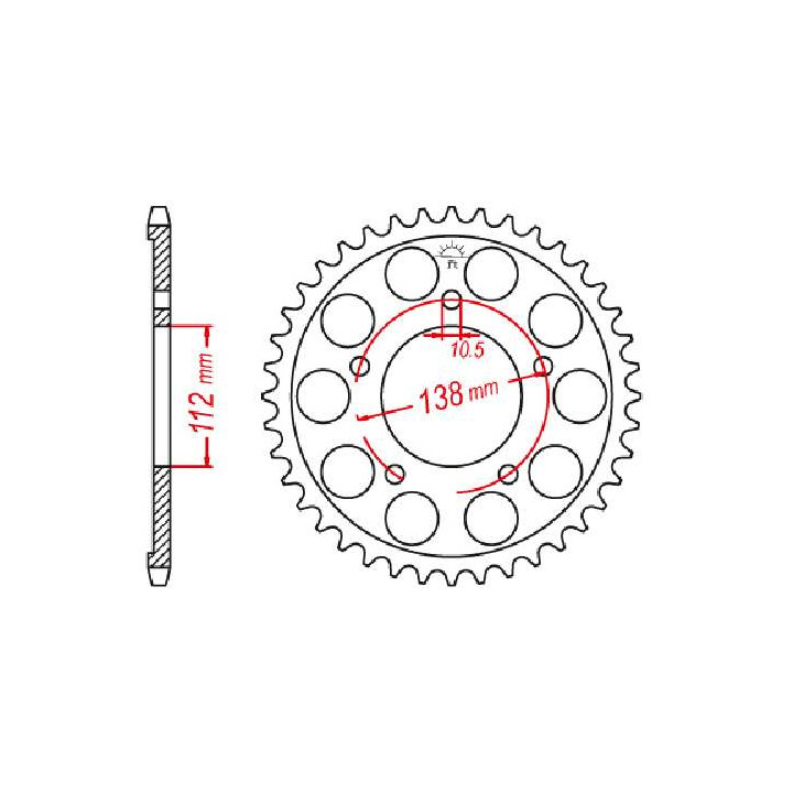 Couronne acier JT 48 dents pas 520 type 1873