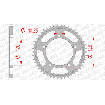Couronne acier AFAM 45 dents pas 525 type 14604 Kawasaki KLV 1000 LV1000