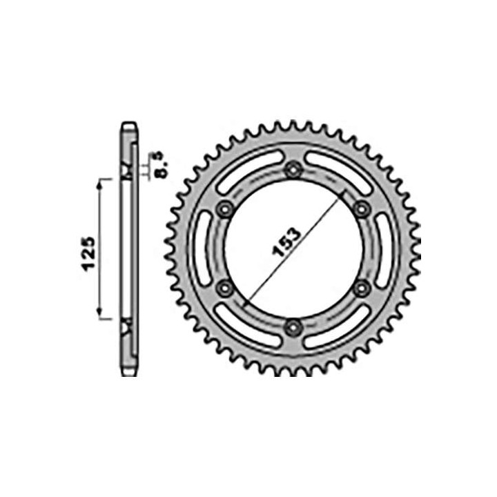 Steel sprocket PBR 54 teeth pitch 428 type 4547 Honda XR125L