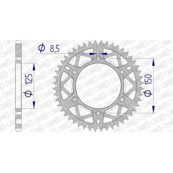 Couronne alu AFAM 45 dents pas 520 type 72304 Husaberg TE 125
