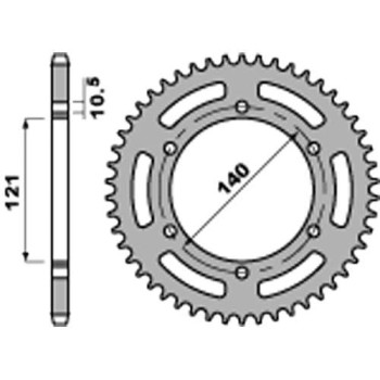 Couronne acier PBR 45 dents pas 520 type 4598 Cagiva Raptor Couronne acier PBR 45 dents pas 520 type 4598 Cagiva Raptor