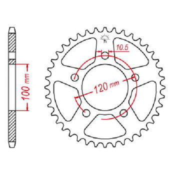 Couronne acier JT 40 dents pas 520 type 703