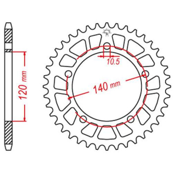 Couronne alu JT 45 dents ultra-light pas 520 type 1793 Couronne alu JT 45 dents ultra-light pas 520 type 1793