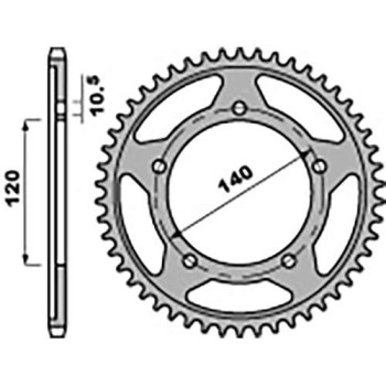 Couronne acier PBR 45 dents pas 525 type 4398 Suzuki GSX-R600 Couronne acier PBR 45 dents pas 525 type 4398 Suzuki GSX-R600
