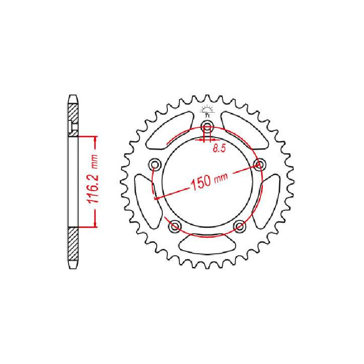 Couronne acier JT 42 dents pas 520 type 28