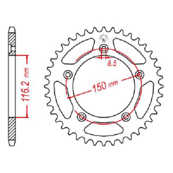 Couronne acier JT 42 dents pas 520 type 28