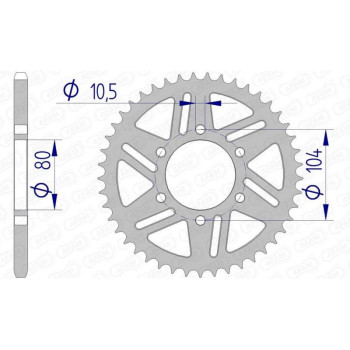 Couronne alu AFAM 49 dents pas 520 type 17606 Couronne alu AFAM 49 dents pas 520 type 17606