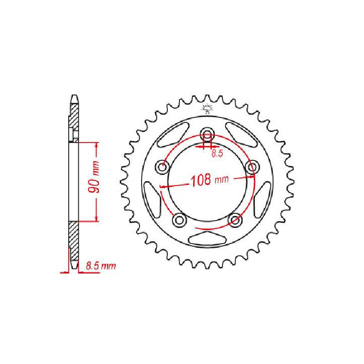 Couronne acier JT 38 dents pas 520 type 491