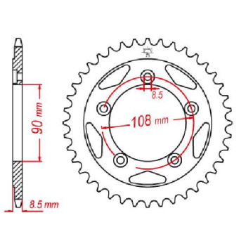 Couronne acier JT 38 dents pas 520 type 491