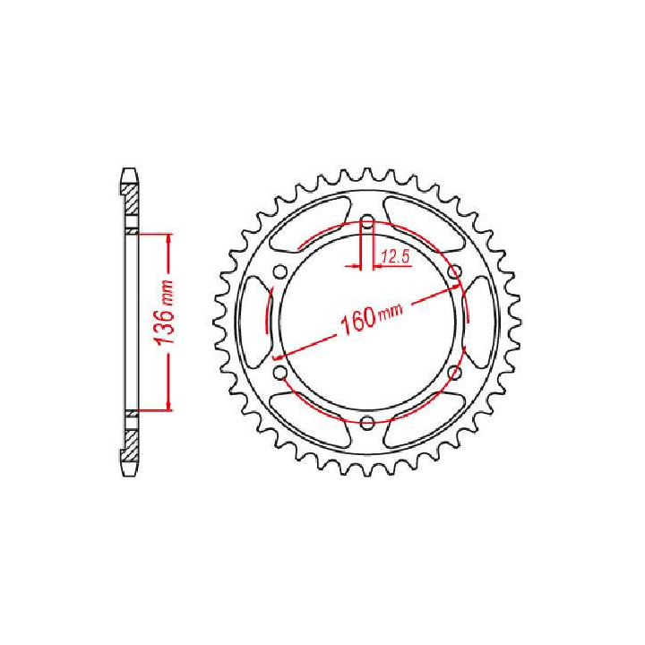 Couronne acier JT 40 dents pas 630 type 500