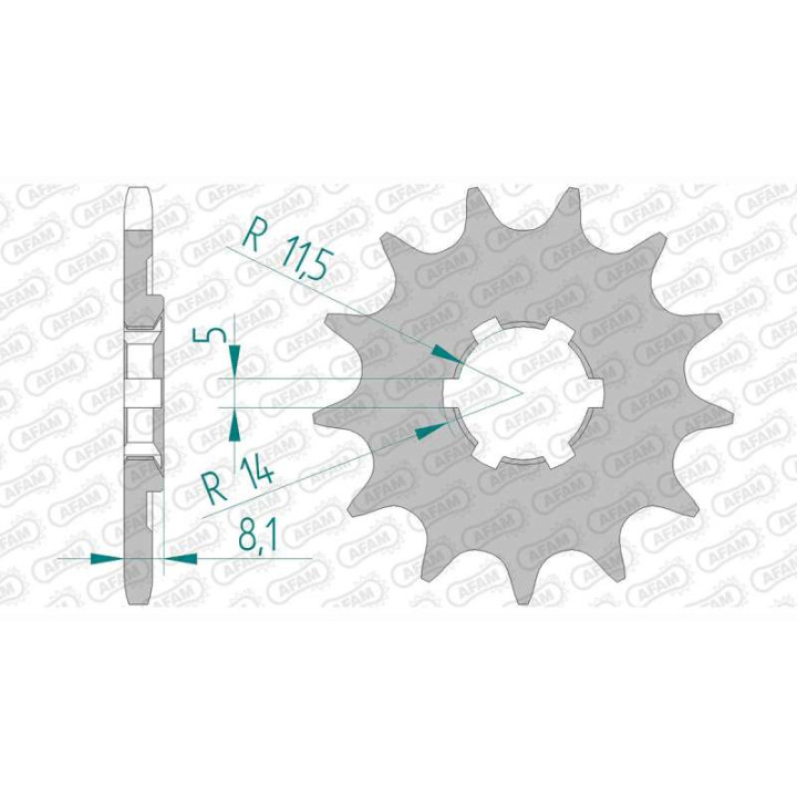 Pignon AFAM 14 dents pas 520 type 22500 Suzuki LT 500 R